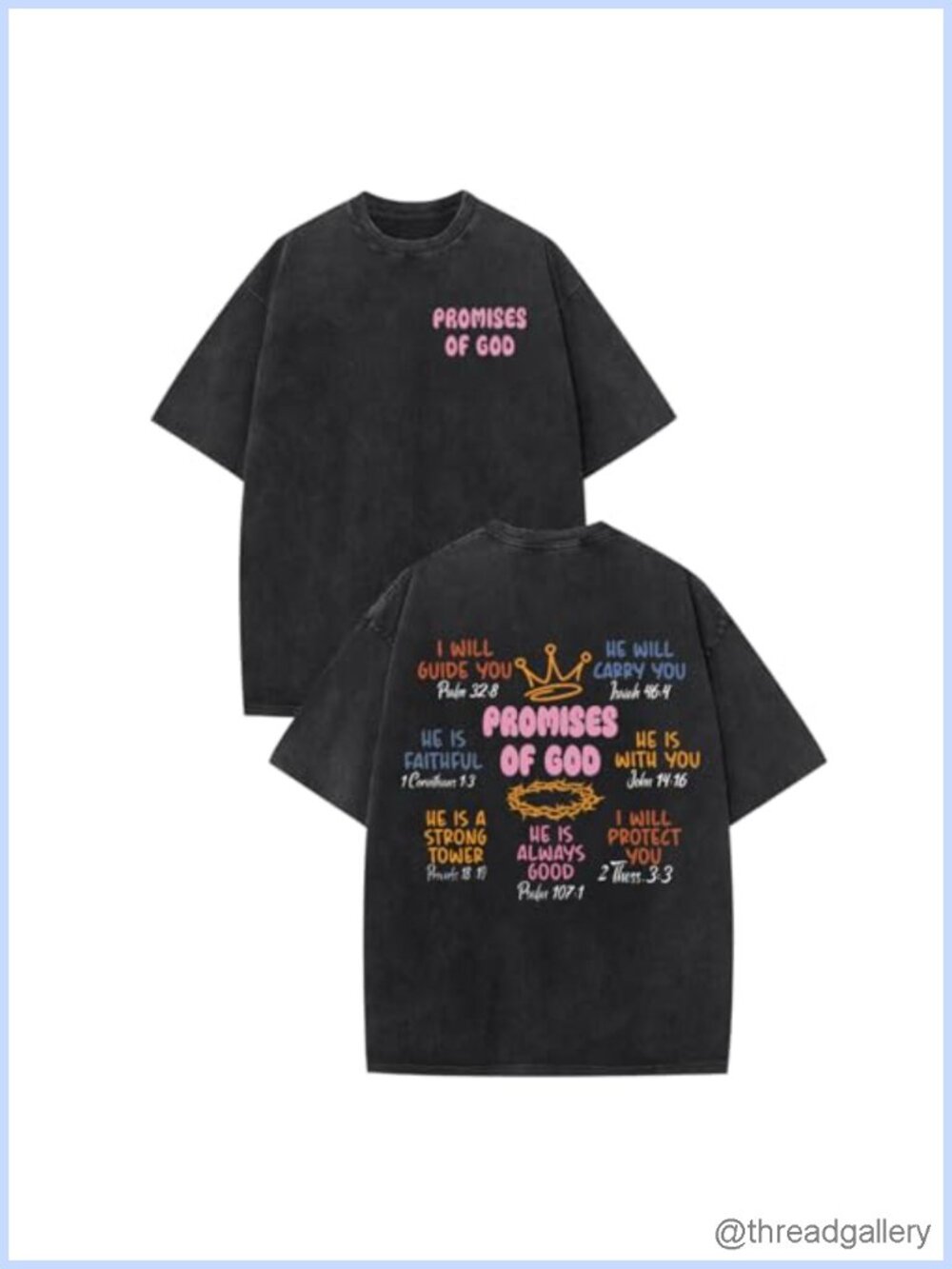 Oversized Christian Graphic Tee Washed Cotton Bible Verse Faith Shirt